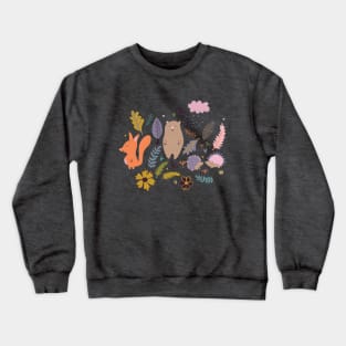 Autumn Forest Animals Hedgehog Bear Fox Crewneck Sweatshirt